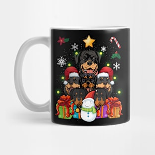 Funny Rottweiler Christmas Tree Decor Gift Paws Xmas Present Mug